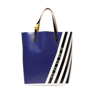 Marni Shopping Bags, male, Blue, ONE SIZE, Striped Tote Bag