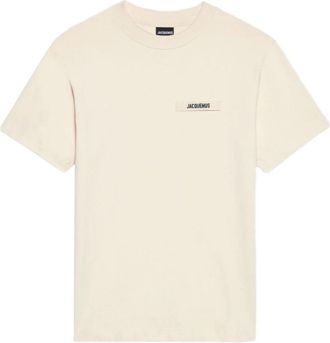 Jacquemus Beige Katoen Logo Patch T-shirt - Heren - T-shirts - Beige - XS - Katoen - Tops