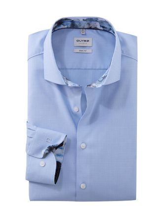 Olymp Businesshemd OLYMP Level Five body fit, Herren, Gr. 37, N-Gr, blau (bleu), Web, Obermaterial: 97% Baumwolle, 3% Elastolefin, 2-Knopf-Manschette, Hemde