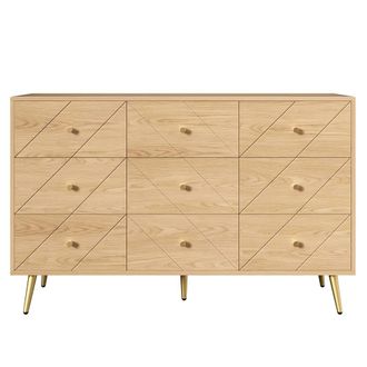 Urban Meuble Aparador efecto madera con patr&oacute;n geom&eacute;trico y 9 cajones