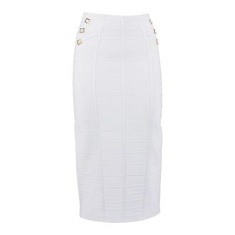 Elisabetta Franchi Midi Skirts, female, White, Size: L 3D Knit Ring-Detail Midi Skirt