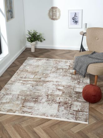 My Flair Teppich »Esme 2« rechteckig 8 mm Höhe Kurzflor, Vintage Look, mit Fransen, besonders weich durch Microfaser