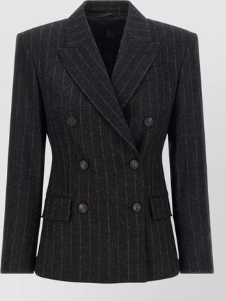 Brunello Cucinelli wool cashmere pinstripe double-breasted blazer