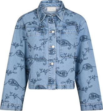 Neo Noir Jassen, Dames, Blauw, S, Blauwe Geborduurde Jurk