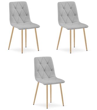 OEM Silla Libra - Tela Gris Claro / Patas Color Madera X 3