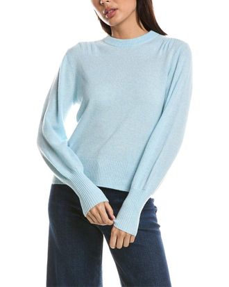 Fort&eacute; Cashmere Gathered Shoulder Crewneck Cashmere Sweater