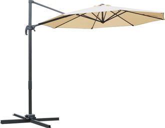 OUTSUNNY 3(m) Garden Banana Parasol Patio Cantilever Hanging Umbrella Beige | TJ Hughes