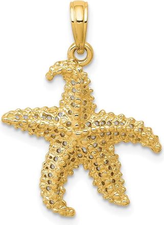 Diamond2Deal 14k Gold Polished Open-Backed Starfish Pendant