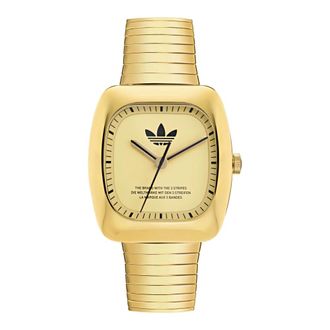adidas Retro Wave One Gouden Roestvrijstalen Horloge - unisex - Horloges - Geel - ONE Size - Accessoires