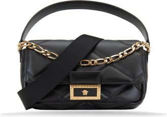 Versace Gewatteerde Leren Schoudertas - Dames - Handtassen - Zwart - ONE Size - Leer - Tassen