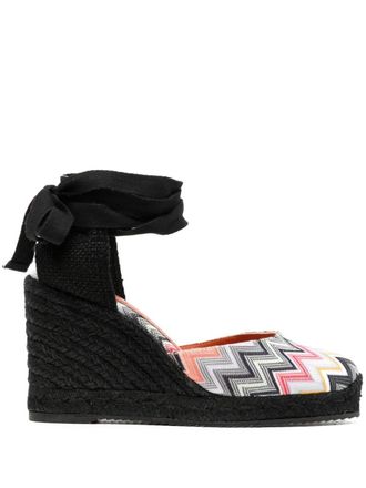 Missoni 100mm espadrilles met zigzag patroon - Zwart