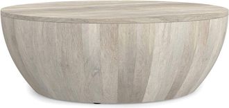 Simpli Home Elmbrook 34In Solid Mango Modern Industrial Drum Coffee Table