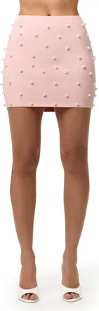 Naked Wardrobe Faux Pearl Miniskirt in Cotton Candy at Nordstrom, Size X-Small
