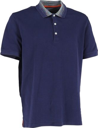 Missoni Chevron Collar Polo Shirt in Navy Blue Cotton