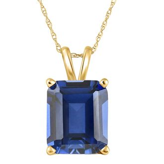 Pompeii3 7 1/2Ct Blue Sapphire Diamond Solitaire Pendant 14k Gold Necklace Lab Grown