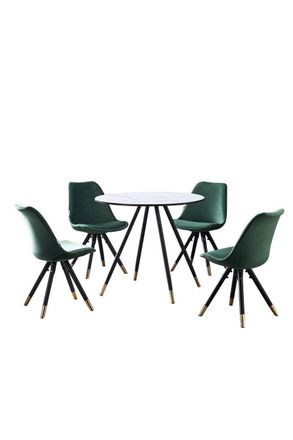 Life Interiors Sofia Dorchester LUX Dining Set with a Table & Chairs Set of 4 in Green