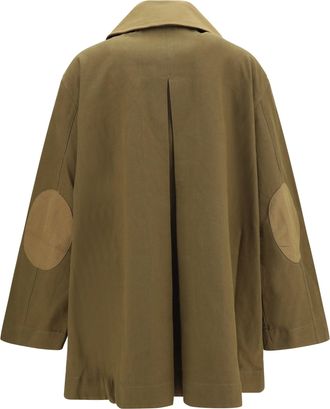 Ganni Womens Oversized Cotton Jacket Military Olive
