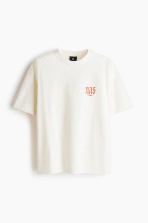 H&M Oversized Fit T-shirt in White/nas at Nordstrom, Size Medium