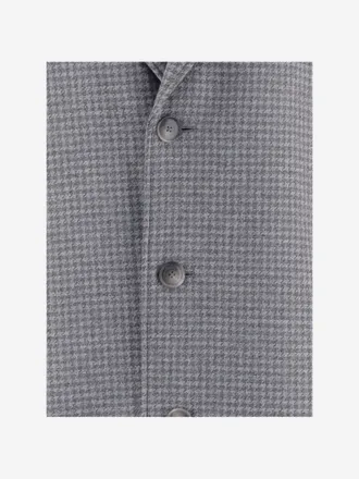 HUGO BOSS Wool-Blend Houndstooth Coat - Gray