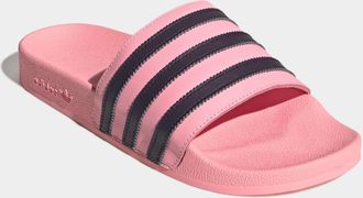 adidas Badesandale ADIDAS ORIGINALS ADILETTE, Herren, Gr. 40,5, schwarz (glow pink, aurora schwarz, glow pink), Leder, Schuhe Badesandale, Badelatschen