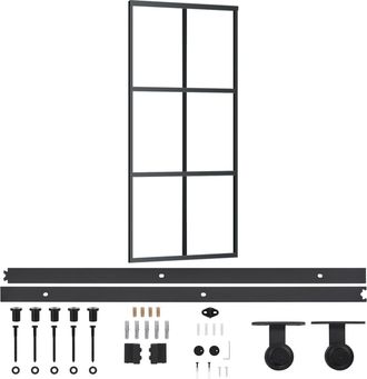 vidaXL Vidaxl - Puerta Corredera Con Herrajes Esg Vidrio Y Aluminio 90x205 Cm