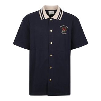 Dr&ocirc;le de Monsieur Short Sleeve Shirts, male, Blue, Size: S Slogan Rose Shirt