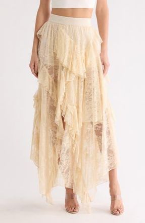 Alice & Olivia Karys Mixed Media Asymmetric Maxi Skirt in Biscotti at Nordstrom Rack, Size 12