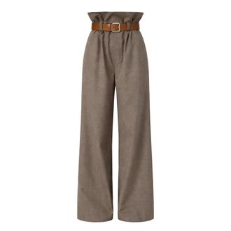Moschino Wide Trousers, female, Brown, Size: S Wide Trousers