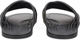 Fendi Logo-Embroidered Slides - Brown