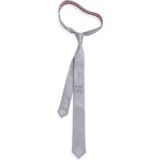 Thom Browne Jacquard Browne 65 Stripe Silk Tie in Medium Grey at Nordstrom
