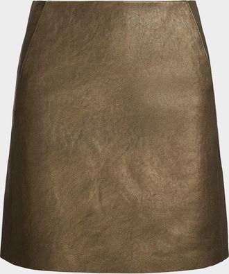 Ralph Lauren Collection Bronze Leather Mini Skirt