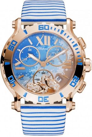 Chopard Happy Sport Chrono Beach Motif Dial 18kt Rose Gold Ladies Watch 283581-5011