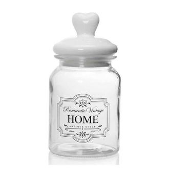 Trade Shop Trade Shop - Barattolo Contenitore In Vetro Decoro Romantic Vintage Home 1000ml 11x2cm 759352