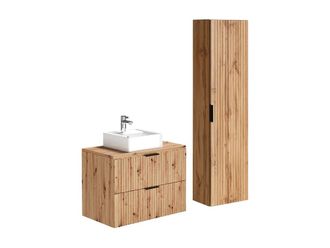 VENTE-UNIQUE.COM Conjunto de ba&ntilde;o madera color natural claro