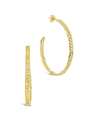 Sterling Forever 14K Plated Thin Chain Hoops