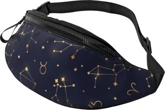 Generic Zodiac Sign Blue Waist Packs Belt Bag Fashion Bumbags For Walking Ladies Travel 14X35Cm