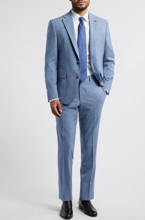 Jack Victor Esprit Blue Mixy Check Stretch Wool Suit in Light Blue at Nordstrom Rack, Size 38 Regular