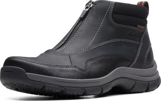 Clarks Womens Walpath Zip Oxford Boot, Black Leather, 10 US