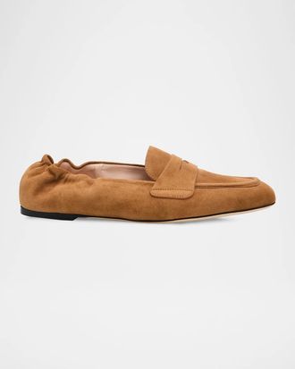 Stuart Weitzman Bryant Elasticized-Back Suede Loafers