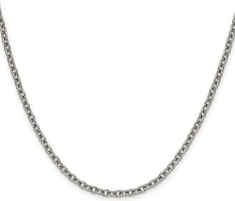 Diamond2Deal Stainless Steel Polished 3mm Cable Chain Necklace