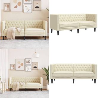 vidaXL Divano Chesterfield a 2 Posti Crema in Similpelle - Divano a 2 posti - Divano in similpelle