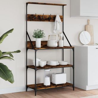 vidaXL Vidaxl - Estanter&iacute;a Cocina Con Ganchos Madera Ingenier&iacute;a Roble Ahumado