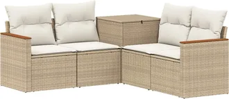 vidaXL Juego De Sof&aacute; 5 Uds. Beige Y Blanco Crema Vidaxl
