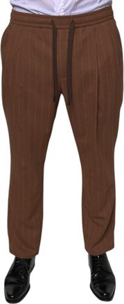 Dolce & Gabbana Brown Stripes Skinny Men Dress Pants