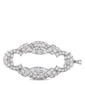 Luxury Bazaar Antique 18K White Gold 5.0ct Diamond Plaque Brooch MF04-062426