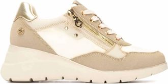 Xti Womens Casual Wedge Lace-Up Sneakers In Beige