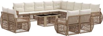 vidaXL Conjunto De Sof&aacute;s De Jard&iacute;n 14 Uds. Beige Y Blanco Crema Vidaxl