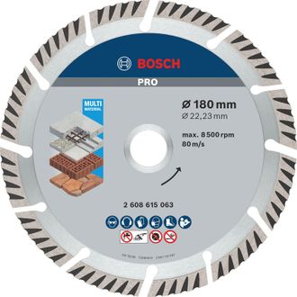 Bosch Professional Disco De Corte De Diamante Est&aacute;ndar Para Universal, Hormig&oacute;n Y Mamposter&iacute;a, 180 X 22.23 Mm, Accesorio Para Amoladora Angular