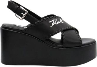 Karl Lagerfeld Wendy Wedge - Dames - Sleehakken - Zwart - 40 EU - Leer - Schoenen