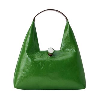 Marni Tassen, Dames, Groen, ONE Size, Leer, Trapeze Mini Handtas